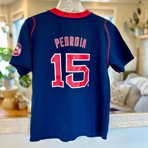 Nike Boston Red Sox Dustin Pedroia Short Sleeve Kids Blue & Red Baseball Jersey